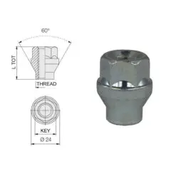 Konisk hjulmutter kort styrning M12x1,25