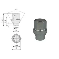 Konisk stängd hjulmutter med styrning M12x1,5