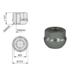 Sfärisk hjulmutter M12x1,5
