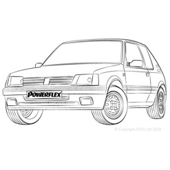 Powerflexbussningar Peugeot 205 GTI (1985-1998)